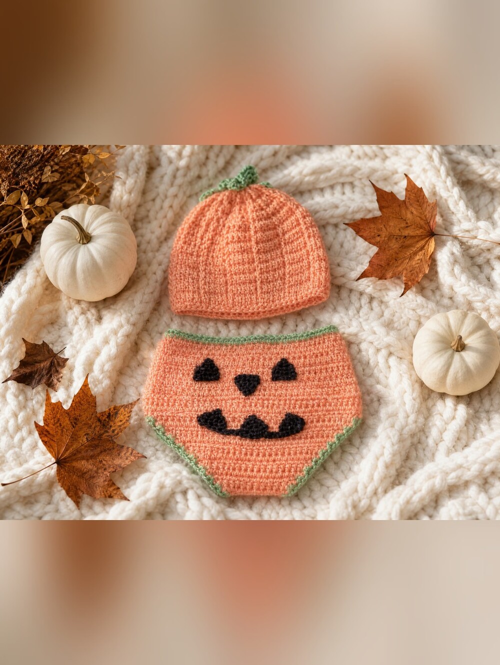 So 'Dorable Crochet Jack-O'-Lantern Hat & Diaper Cover Halloween Baby Costume
